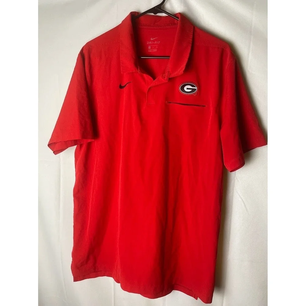 Nike Georgia Bulldogs On Field Pocket Polo Shirt Red Black Size XL